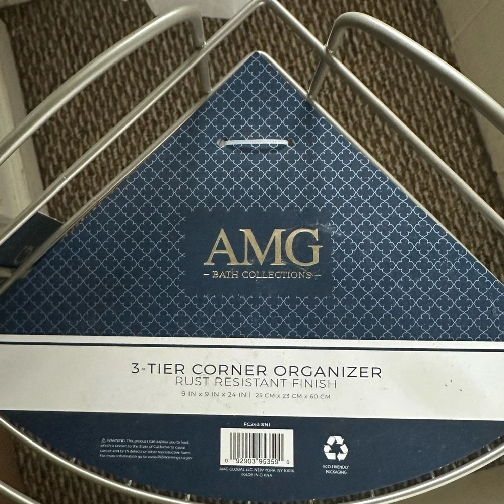 Brushed silver 3 Tier Corner Bathroom Organizer